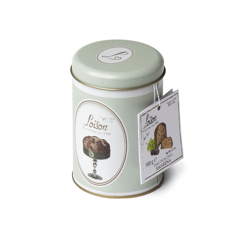 Panettoncino Češnja v Darilni Kovinski Škatli 100 g
