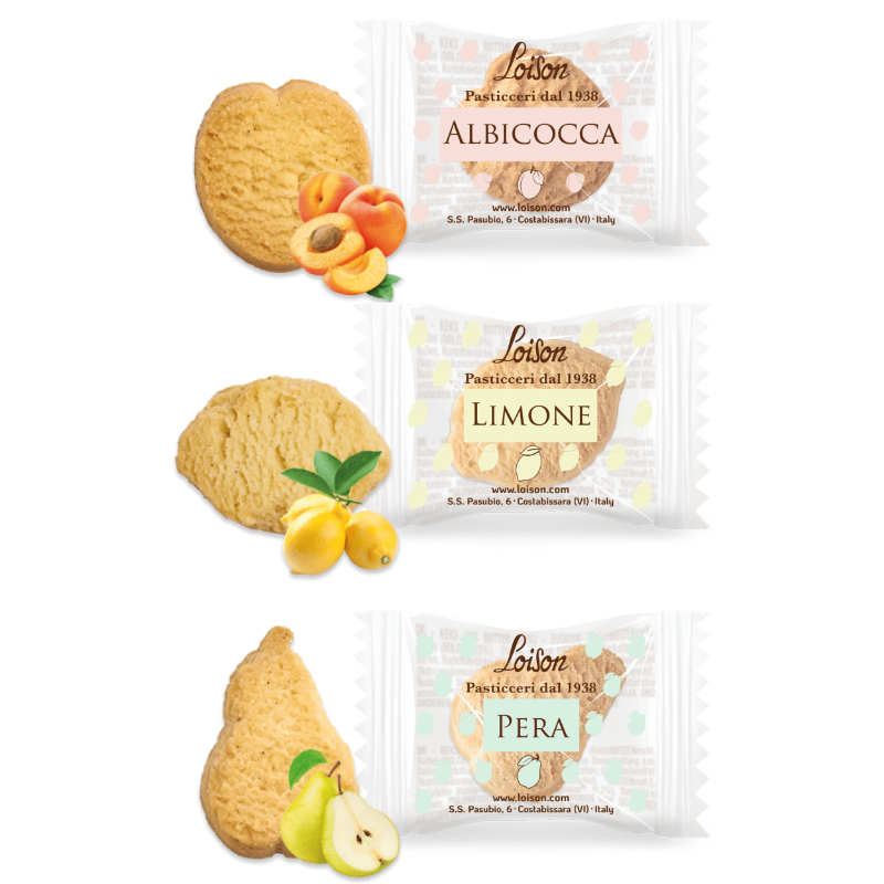 Piškoti Limona, Marelica, Hruška (v tekstilni darilni vrečki) 120 g