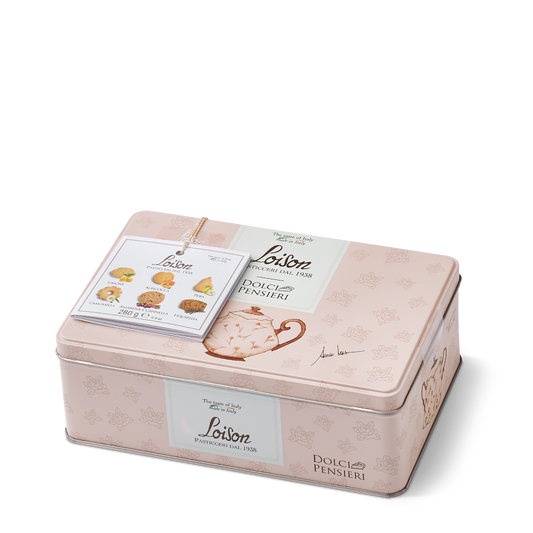 Piškoti Limona, Marelica, Hruška, Kamilica, Češnja&Cimet, Sladki Koren 280 g - Kovinska Škatla